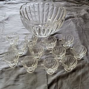 Heavy Crystal Punch Bowl Set